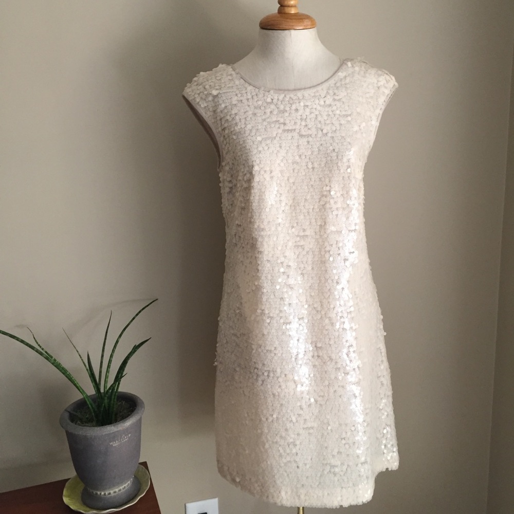 Suzi Chin for Maggy Boutique cream sequin dress 8